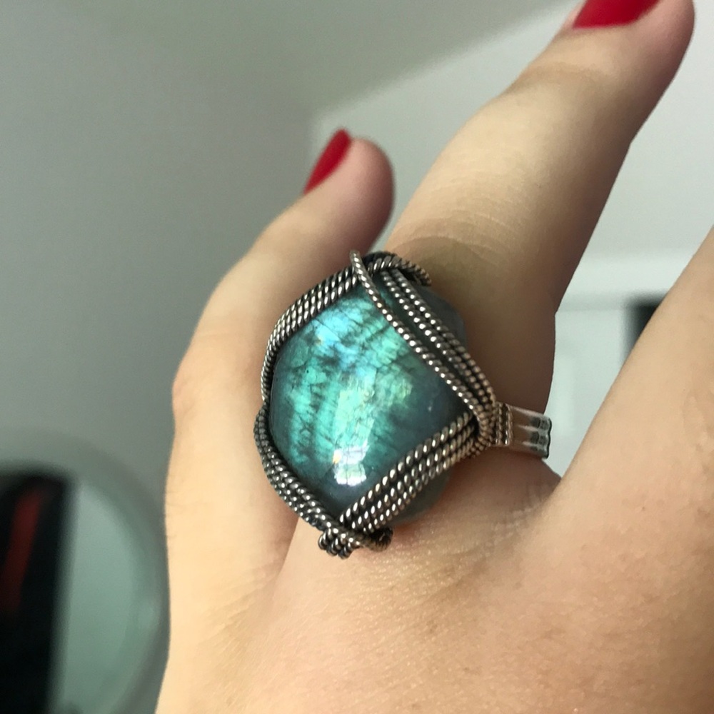 925 Sterling silver Labradorite gemstone Ring
